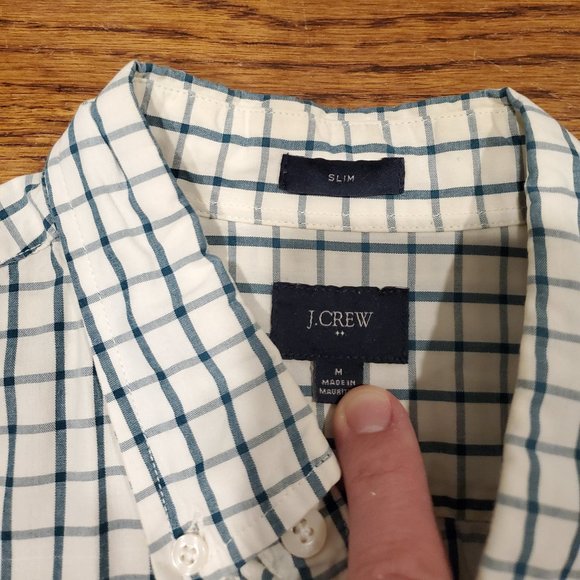 J. Crew Slim Fit Oxford in Green and White Check - Picture 3 of 5